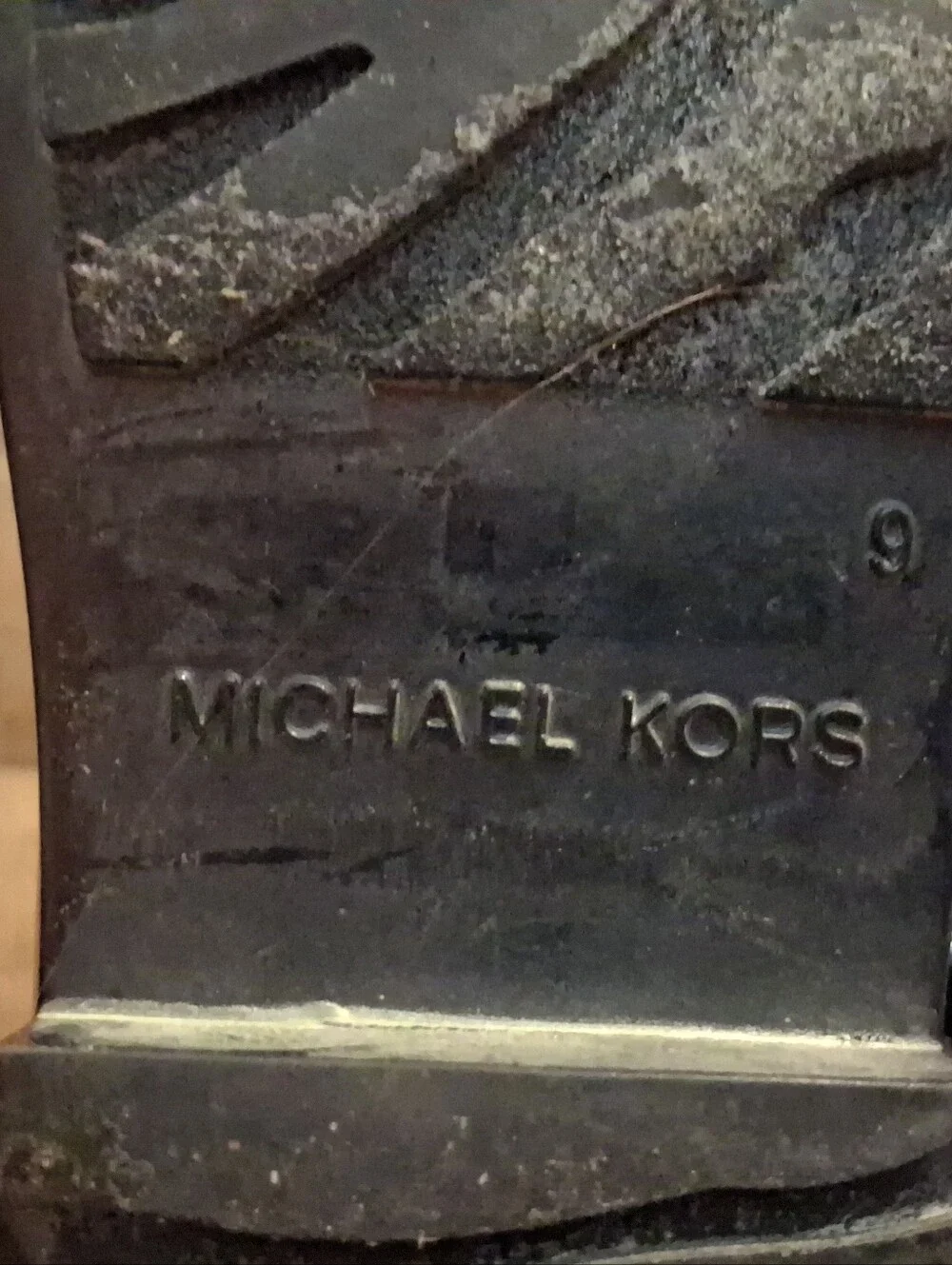 Michael Kors Fulton Harness Black Tall Rubber Rain Boots MK Silver Logo Womens 9